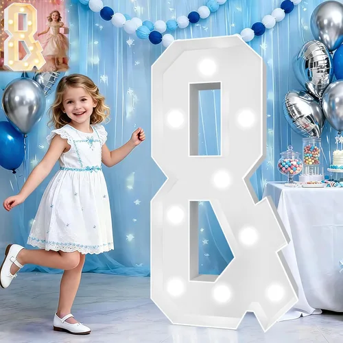 Pooqla Letras de marquesina iluminadas de 3 pies, letras de marquesina con luz LED blanca fría y blanca cálida, letras de mosaico gigante para Letra