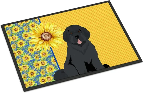 Miniatura 229 de Caroline's Treasures WDK5313MAT Airedale Terrier - Tapete para puerta delantera de 18 x 27 pulgadas, diseño de girasoles de verano, para entrada