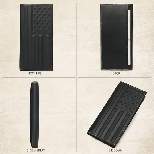Miniatura 6 de Tidoneam Cartera larga para hombre con bandera de Estados Unidos, billetera de cuero plegable para hombre, regalos para hombres