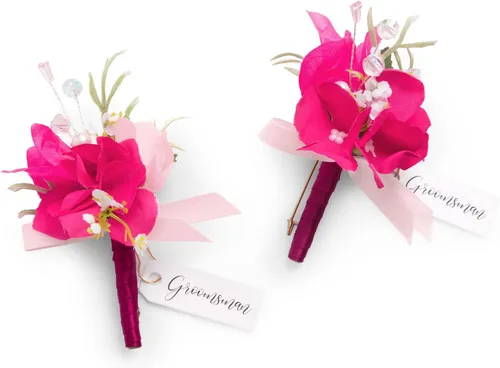Miniatura 22 de Ling's moment Boutonniere para hombres, 2 piezas de novios, padrinos de boda, flores artificiales para bodas, bailes, regreso a casa, etc. Azul Azul