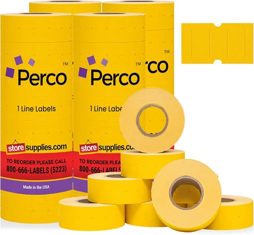 Miniatura 27 de Etiquetas azules Perco de 1 línea - 8 rollos, 1 funda, 8,000 etiquetas en blanco para pistolas de precio y fecha de 1 línea Perco - Fabricadas