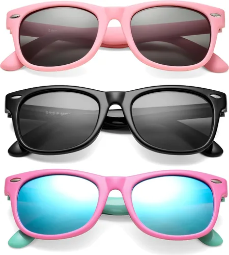 Miniatura 25 de Lentes de sol polarizados para niños y niñas, marco flexible irrompible TPEE con protección UV400 de 3 a 8 años