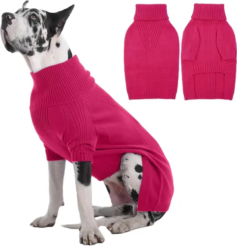Miniatura 42 de IECOii Suéter extragrande para perro, suéteres térmicos cálidos para perros de raza gigante, ropa de punto, cuello alto de invierno, elástica