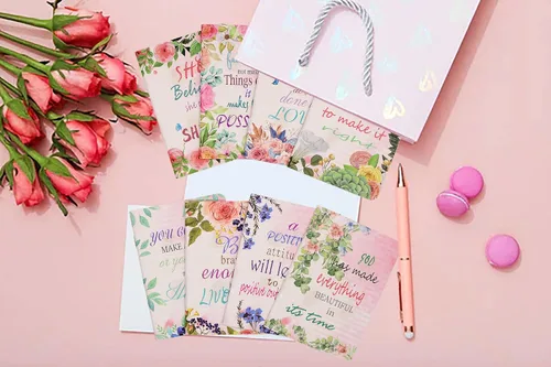Miniatura 8 de YYaaloa 8 cuadernos de bolsillo inspiradores florales, cuadernos pequeños a granel para fiestas, oficina, hogar, compañeros de trabajo, suministros