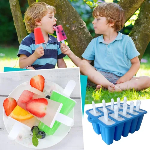 Miniatura 4 de Moldes de silicona para paletas con palitos, juego de moldes para paletas de fácil liberación, molde para paletas de hielo sin BPA, molde de helado