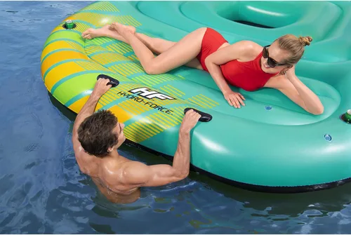 Miniatura 5 de Bestway Hydro Force Sunny - Balsa inflable para 5 personas, isla flotante, para agua, lago, con portavasos y parasol extraíble, color verde