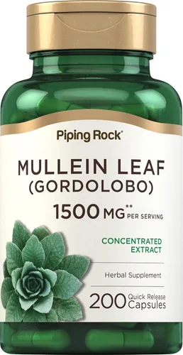 Piping Rock Extracto de hoja de gordolobo | 200 cápsulas | Suplemento de hierbas Gordolobo | Sin OMG, sin gluten