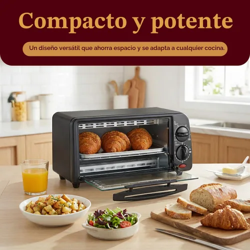 Miniatura 2 de Elite Gourmet ETO236 - Horno tostador personal compacto de 2 rebanadas para encimera con temporizador de 15 minutos y temperatura ajustable