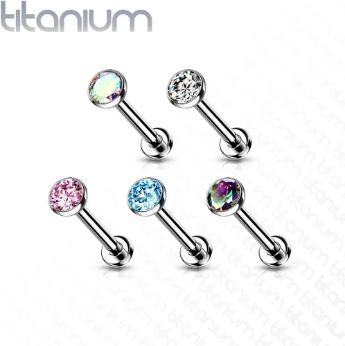 Miniatura 2 de Labret de titanio sin rosca de grado implante, tachuelas de espalda plana, bisel de circonita cúbica para cartílago, Monroe, nariz y más