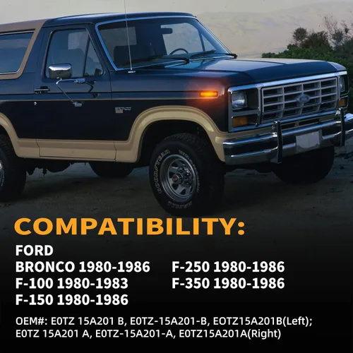 Miniatura 7 de Luces LED de posición laterales delanteras para Ford Bronco 1980-1986 y Ford F150 F250 F350 1980-1986 Pickup Truck SUV Lámparas de parachoques lente