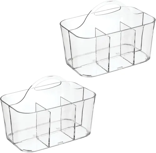 Miniatura 9 de mDesign Organizador portátil de plástico para manualidades, cesta dividida con asa para manualidades, costura, suministros de arte, capacidad