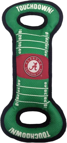 Juguete para perros de campo de fútbol de la NCAA con chirriador. Alabama Crimson Tide - para tirar, lanzar y buscar. - Juguete de PET resistente y