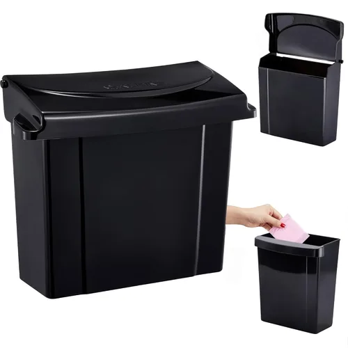 Alpine - Recipiente para servilleta sanitaria, contenedor de eliminación de higiene femenina, cubo de basura montado en la pared con sello de Negro