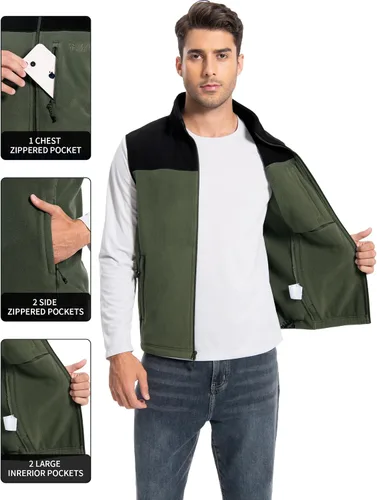Miniatura 3 de Pioneer Camp Chaleco de forro polar con cremallera completa para hombre, casual, ligero, sin mangas, con 5 bolsillos, chaqueta de invierno suave