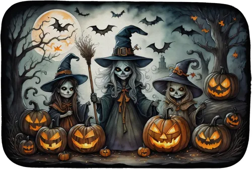 Miniatura 59 de Caroline's Treasures DAC2223DDM Tapete de secado de platos de Halloween espeluznante de gato negro, tapete absorbente para secado de platos