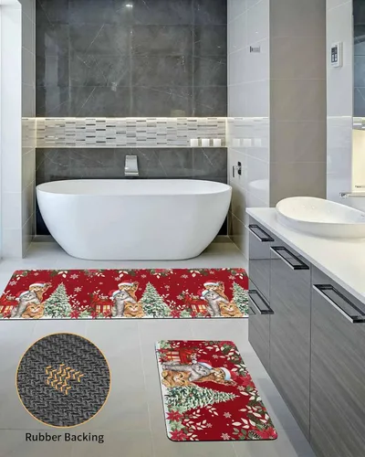 Miniatura 5 de Tapete de baño de Navidad para bañera, antideslizante, de secado rápido y absorbente, de tierra de diatomeas, tapete de cocina, tapete de cocina