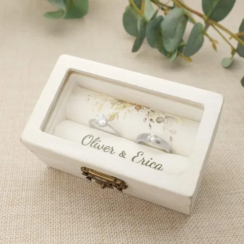 Miniatura 3 de Caja de anillo de boda personalizada, caja de anillo de boda, caja de anillo de ceremonia de boda personalizada, caja de anillo de compromiso, caja
