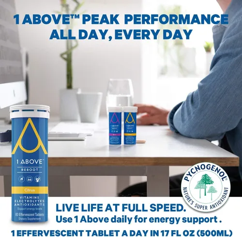 Miniatura 7 de 1Above Jet Lag Relief Tablets - Multivitamínico efervescente con sabor a bayas con Pycnogenol Suplemento de viaje para hidratación, energía, apoyo