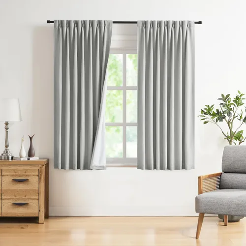 Miniatura 45 de Vision Home Cortinas marrones con pliegues pinzados de bloqueo total, cortinas de ventana de lino mezclado para oscurecimiento de la habitación, 95