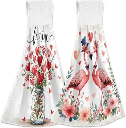 Miniatura 20 de Juego de 2 toallas de cocina colgantes con hojas de arce otoñal, toalla de secado rápido, toallas de té para mesa de baño, gimnasio, decoración