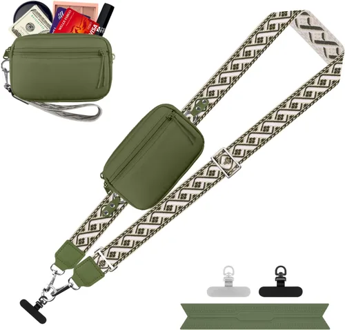 Miniatura 38 de YFWE Correa de clip and go para teléfono con cartera cruzada, cordón ajustable para teléfono con cartera RFID desmontable, correa universal
