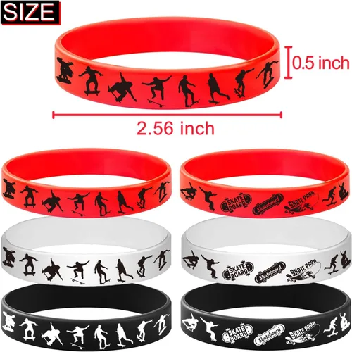 Miniatura 3 de 24 pulseras de goma para monopatín, pulseras de Slicone, suministros de fiesta deportiva, patineta, deportes extremos, cumpleaños, baby shower