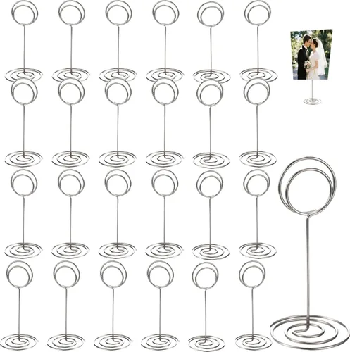Miniatura 9 de Paquete de 24 soportes negros para números de mesa, centros de mesa de recepción de boda resistentes para tarjetas de mesa, menús, soporte