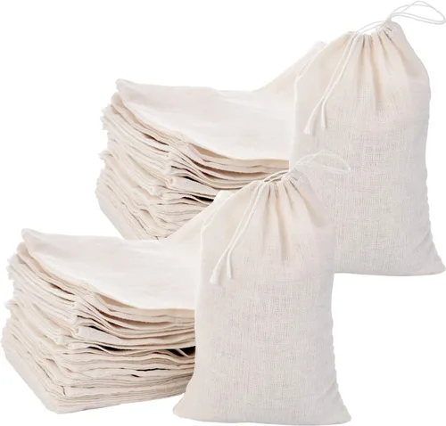 Tatuo Paquete de 200 bolsas de muselina de arpillera con cordón, bolsas de lona multiusos de lino para té, joyas, boda, fiesta, recuerdos,