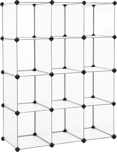Miniatura 16 de SONGMICS Organizador de almacenamiento de cubos, estantes de almacenamiento de armario de 12 cubos, estantería modular, color negro ULPC34HV1