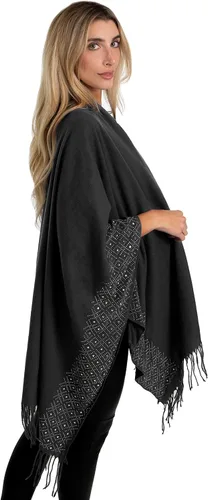 Miniatura 6 de Jessica McClintock Ruana suave con tachuelas de borde exterior, R19168jms-negroplata (Bsv)