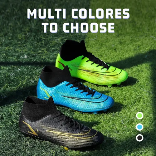 Miniatura 6 de Patomio Eagle Botines de fútbol para hombre, botas de fútbol con pinchos, soporte de tobillo para interiores y exteriores, entrenamiento