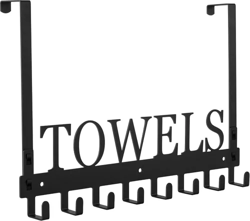 Azmoncy Ganchos sobre la puerta, toallero para baño, soporte para toallas para colgar de alta resistencia, colgador de toallas de montaje en pared
