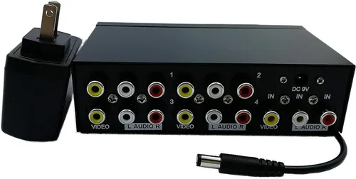 Miniatura 6 de QiCheng&LYS Caja divisor RCA de 4 vías 3 alimentada, 1 en 4 salidas, duplicador de distribución de audio de video compuesto con adaptador de 1 en 4