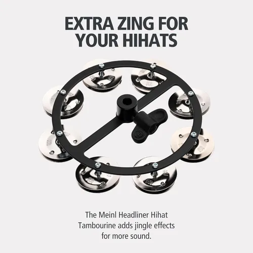 Miniatura 2 de Meinl Cymbals HTHH1BK Pandereta de hihat montable con jengibres de acero (VIDEO)