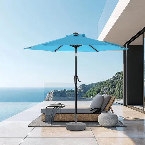 Miniatura 27 de HOMSHADE Sombrilla de patio al aire libre de 9 pies, sombrilla para mesa de mercado, piscina, terraza, protección UV UPF50+ con botón de Rojo