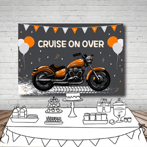 Miniatura 4 de MEHOFOND Telón de fondo para fiesta de cumpleaños de niño de motocicleta para niño con feliz primer cumpleaños, crucero sobre paseo, fotografía