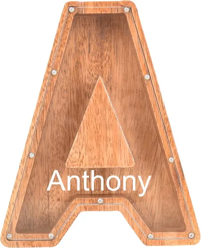 Alcancías con nombre personalizado para niños, alcancía de letras personalizadas, banco de dinero del alfabeto de madera, regalos para niños y