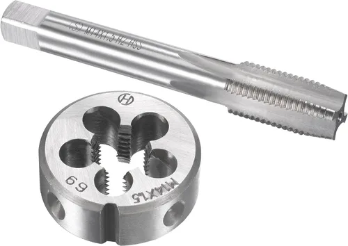 Miniatura 12 de uxcell M13 x 0.039 in Juego de llaves métricas y troqueles, rosca de máquina con troquel de roscado redondo, kit de grifo y troquelado