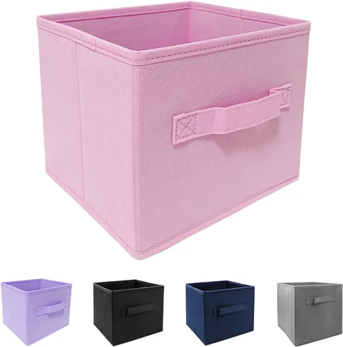 Miniatura 16 de EBIGIC Contenedores de almacenamiento negros de 9.0 x 7.5 x 7.5 pulgadas, tamaño pequeño Fabirc plegable, organizador de juguetes para armario, paño