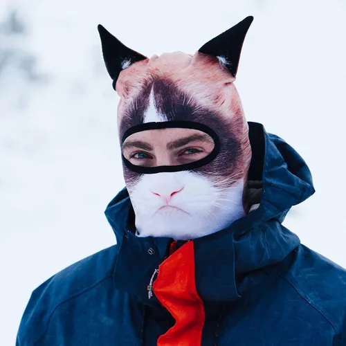 Miniatura 7 de BEARDOWEAR Máscara de esquí con cabeza de gato enojado unisex con impresión realista.
