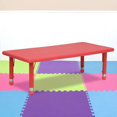 Miniatura 2 de Flash Furniture Wren - Mesa de actividades rectangular de plástico verde de 24 pulgadas de ancho x 48 pulgadas de largo