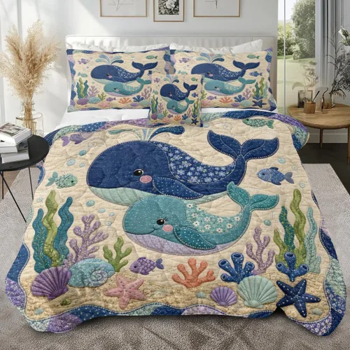 Miniatura 13 de Sleepwish - Juego de edredón con estampado de tortuga, juego de cubrecamas de tortuga hawaiana tamaño Queen en 3D, edredón de playa lindo para cama