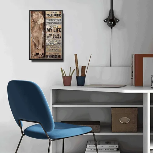 Miniatura 5 de Letrero de Metal Signo de Lata Arte de Pared Vintage Soy Tu Amigo Regalo para Amantes del Weimaraner Arte de Pared Vintage Impresiones