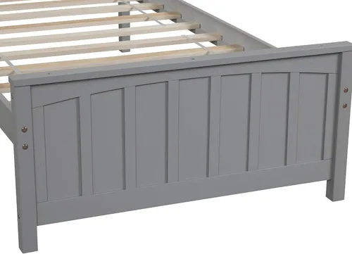 Miniatura 4 de MERITLINE Cama de plataforma de tamaño individual, marco de cama individual de madera, gris