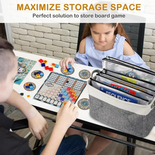 Miniatura 6 de El kit de almacenamiento para juegos de mesa incluye cesta de almacenamiento y 10 bolsas con cremallera, organizador de juegos de mesa con 1 paquete