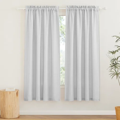Miniatura 54 de RYB HOME Cortinas extralargas de 108 pulgadas de largo, transpirables con bolsillo para barra, cortinas traslúcidas blancas para sala de estar