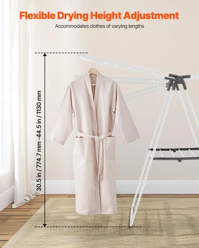 Miniatura 4 de VEVOR Estante de secado de ropa, estante plegable de 2 niveles con clips para calcetines y 21 varillas de secado, estantes de secado ajustables