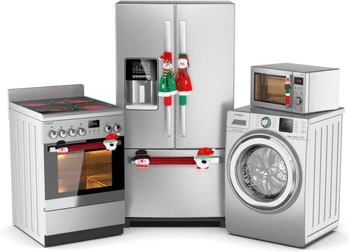 Miniatura 3 de Boao Funda navideña para manija de puerta de refrigerador, muñeco de nieve de Papá Noel, cubierta para manija de electrodomésticos, decoraciones