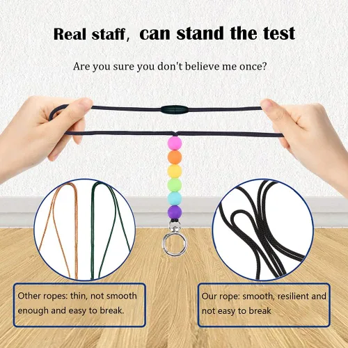 Miniatura 3 de POPLOPP 3 cordones para profesores para insignias de identificación y llaves, lindo cordón de silicona con cuentas para mujeres, enfermeras