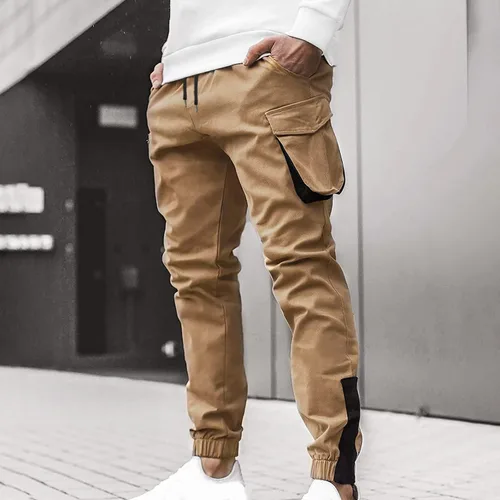 Miniatura 4 de IEPOFG Pantalones cargo para hombre con bolsillo lateral, ajuste relajado, pantalones de harén ajustados, pantalones tácticos casuales para deportes